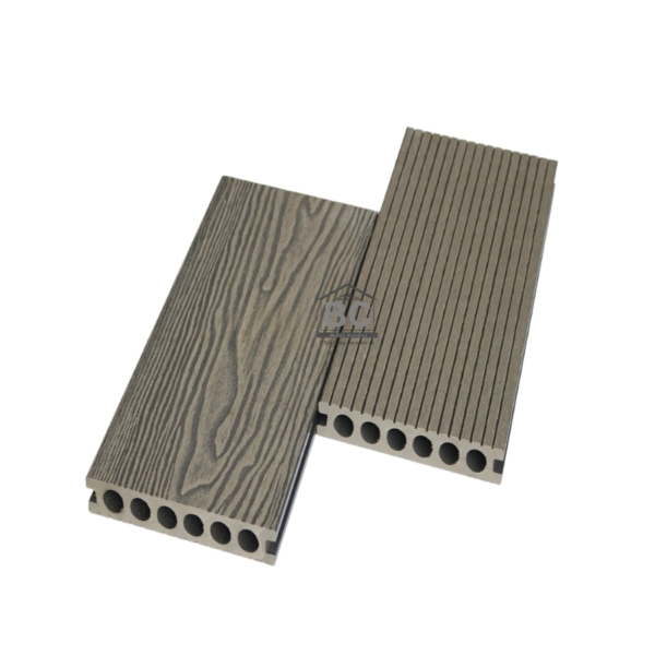 Sàn Gỗ Nhựa Ngoài Trời 3D Màu Ghi Lỗ Tròn