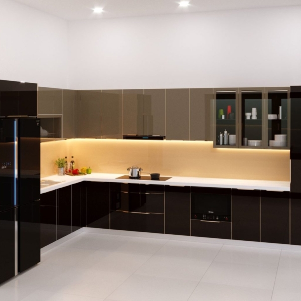 Tủ bếp Inox Cánh Kính BC05