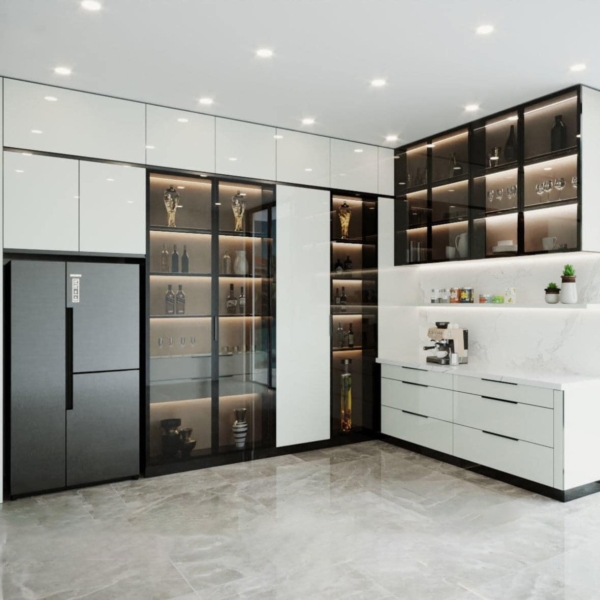 Tủ bếp Inox Cánh Kính BC07