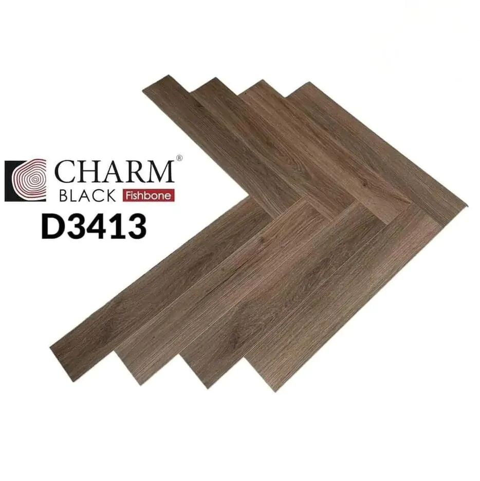 Sàn Gỗ Charm Wood Xương Cá Cốt Đen D3413