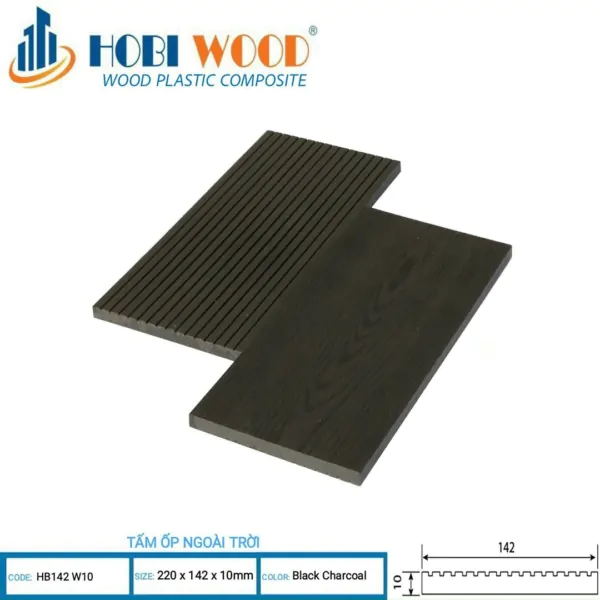 Tấm Ốp Ngoài Trời HB142W10-Black Charcoal