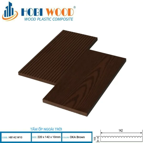 Tấm Ốp Ngoài Trời HB142W10-Oka Brown