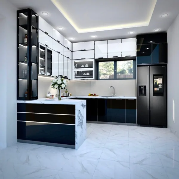 Tủ bếp Inox Cánh Kính BC06